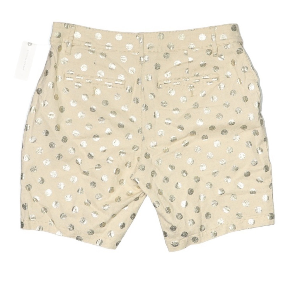Anthropologie Gold Foil Polka Dots Linen Blend Bermuda Shorts Mid Rise - Picture 4 of 7